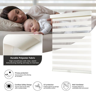 Cordless Zebra Roller Blinds with Durable Polyester Fabric and Reinforced Bottom