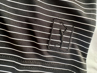 PGA TOUR Men's XL Black and White Striped Golf Polo Shirt