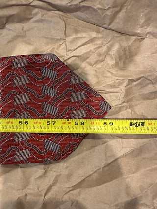 Robert Talbott Studio Silk Tie Red Abstract Geometric Pattern USA Made