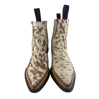 Rio Lata Cowhide Hair On Hide Western Ankle Boots Pointed Toe Made Mexico