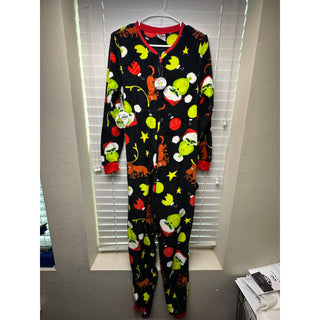 Dr Seuss The Grinch Union Suit Pajamas Womens L 12-14 Drop Seat NWT Christmas