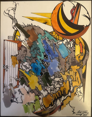 Large Colorful Abstract Painting Signed Framed Modern Contemporary Art 16x13
