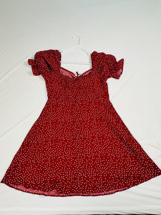 ZARA Red Polka Dot Puff Sleeve Mini Dress Size L