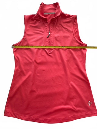 Jofit Women's Sleeveless Athletic Golf Polo Shirt in Coral