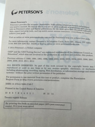 Peterson’s Master the GED Test 28th Edition 2014 Prep Book Study Guide