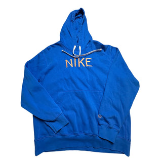 Nike Men’s L Blue Fleece Pullover Hoodie Orange Embroidered Logo FA220106SHK