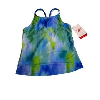 Speedo Girls Size 12 2 Piece Tankini Swimsuit Blue Green Strappy NWT UPF 50+