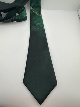 Vintage Green Polyester Necktie Textured Abstract Bubble Pattern Classic 3"