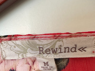 Rewind Red Floral Sheer Kimono with Crochet Lace Trim, Size