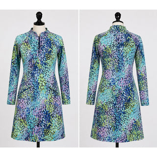 Women’s Abstract Print Quarter Zip Golf Dress Long Sleeve Pockets Activewear S
