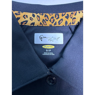 Greg Norman Women's Black Polo Shirt with Leopard Print Accs