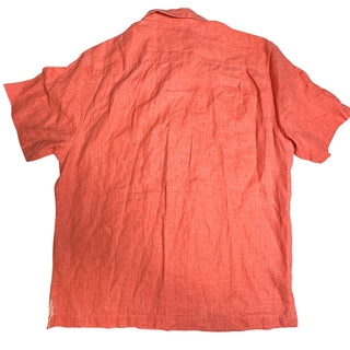 Tommy Bahama Men's Large Coral Linen Camp Shirt Short Sleeve Button Up