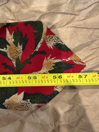 Enrico Coveri Vintage Floral Patterned Silk Tie Red Green Beige