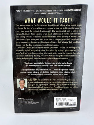 Whatever It Takes Paul Tough Harlem Children's Zone PB