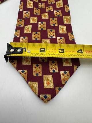 Joseph Abboud Burgundy Silk Tie with Geometric Pattern