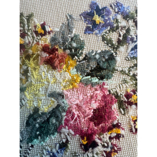 Vintage Floral Needlepoint Tapestry Pair Roses Flowers Handmade Wall Art