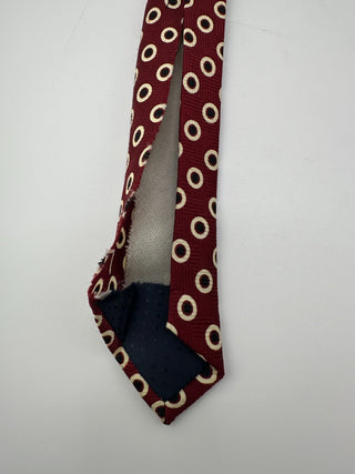 Vincenzo Italian Design Burgundy Tie with Beige Circle Pattern