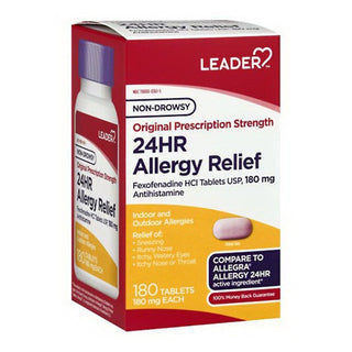 3 Pack Leader 24HR Allergy Relief 180 Tablets 180mg Fexofenadine Non-Drowsy