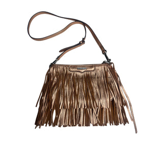 Rebecca Minkoff Metallic Rose Gold Leather Fringe Crossbody Bag Boho Purse