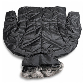 London Fog Womens L Black Down Puffer Coat Faux Fur Collar