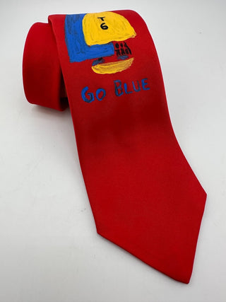 Vintage Red 'Go Blue' Sailboat Patterned Tie