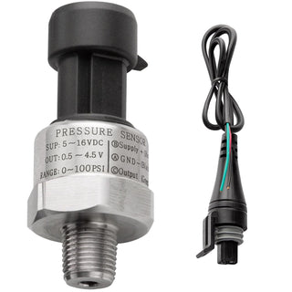 100 PSI Pressure Sensor Transducer 1/8-27 NPT Fuel Oil Air Water Sender w/Harnes
