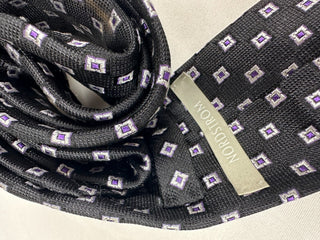Preppy Nordstrom 100% Silk Tie Black Purple Geometric 59"