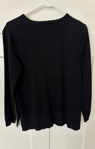 Calvin Klein Black Long Sleeve Sweater with Logo Detail Size