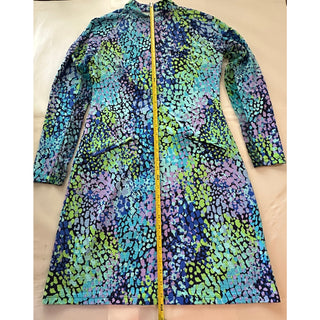 Women’s Abstract Print Quarter Zip Golf Dress Long Sleeve Pockets Activewear S