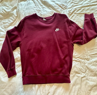 Nike Maroon Crewneck Sweatshirt with White Logo, Size Small