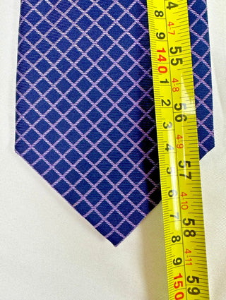 Roundtree & Yorke Handmade All Silk Blue and Pink Grid Tie