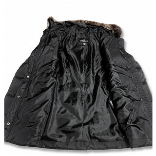 London Fog Womens Small Black Down Puffer Coat Faux Fur Hood Winter Jacket