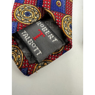 Robert Talbott Best of Class Silk Tie Red Blue Medallion Geometric USA 58