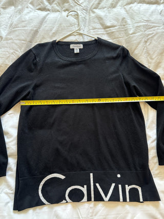 Calvin Klein Black Long Sleeve Sweater with Logo Detail Size