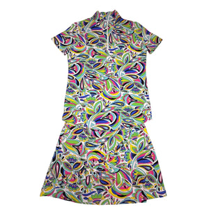 IBKUL Womens Small Golf Tennis Outfit Set Quarter Zip Top Ruffle Skort Colorful