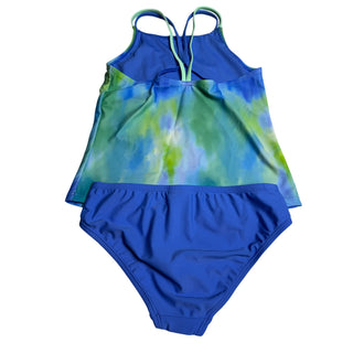Speedo Girls Size 12 2 Piece Tankini Swimsuit Blue Green Strappy NWT UPF 50+