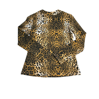 Womens Leopard Print Studded V Neck Long Sleeve Tunic Top Animal Print