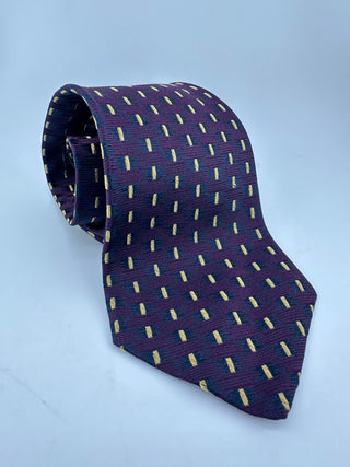 Mark Pendleton Vintage Silk Necktie Purple Gold Dash Pattern Classic 59”