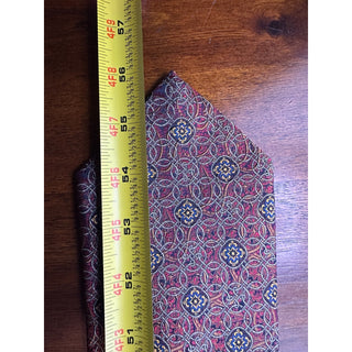 Robert Talbott Best of Class Silk Tie Burgundy Gold Medallion Geometric Italy