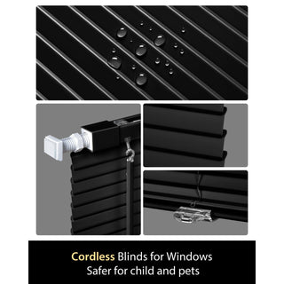 UNISHADES No Drill Cordless Mini Blinds 31" x 64" Black 1" Vinyl Privacy