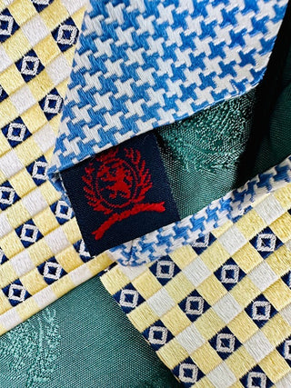 Silk Yellow and Blue Patterned Men's Tie