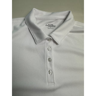 Lady Pinseeker Womens M White Performance Golf Polo Short Sleeve Athletic Shirt