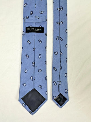 Pronto Uomo Blue Silk Paisley Pattern Men's Tie - Elegant