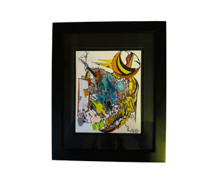 Large Colorful Abstract Painting Signed Framed Modern Contemporary Art 16x13