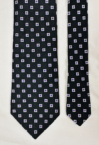 Preppy Nordstrom 100% Silk Tie Black Purple Geometric 59"