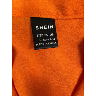 SHEIN Women’s Orange V-Neck Blouse Short Sleeve Size L (EU 40/42, US 8/10) NWOT