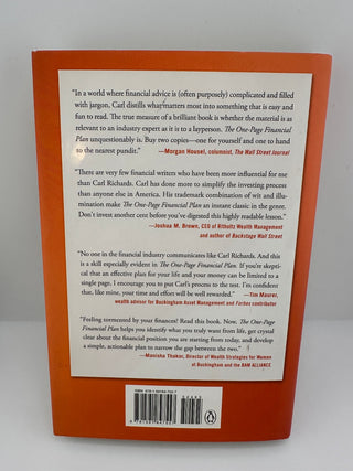 The One Page Financial Plan Carl Richards Paperback Money Investing Guide