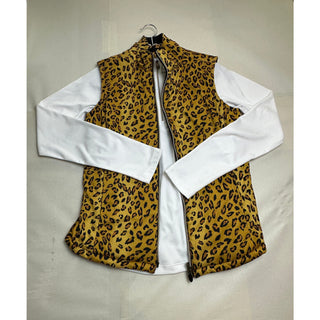 Greg Norman Solar XP Women S Leopard Print Reversible Golf Vest White 1/4 Zip