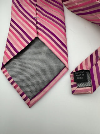 Zinetti Italian Collection Pink and Purple Striped Silk Tie