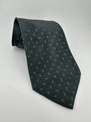 Van Heusen Men's Silk Tie in Dark Green with Blue Geometric Pattern